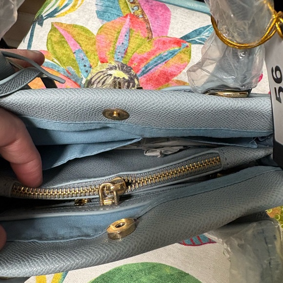 Bebe Light Blue Satchel Handbag Gold Hardware New - Picture 4 of 6